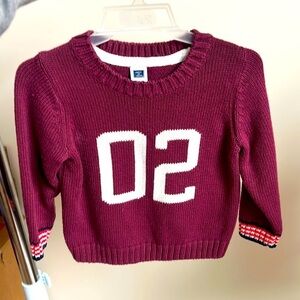 Janie and Jack Burgundy Sweater with White Accents 02 12-18 months baby unisex